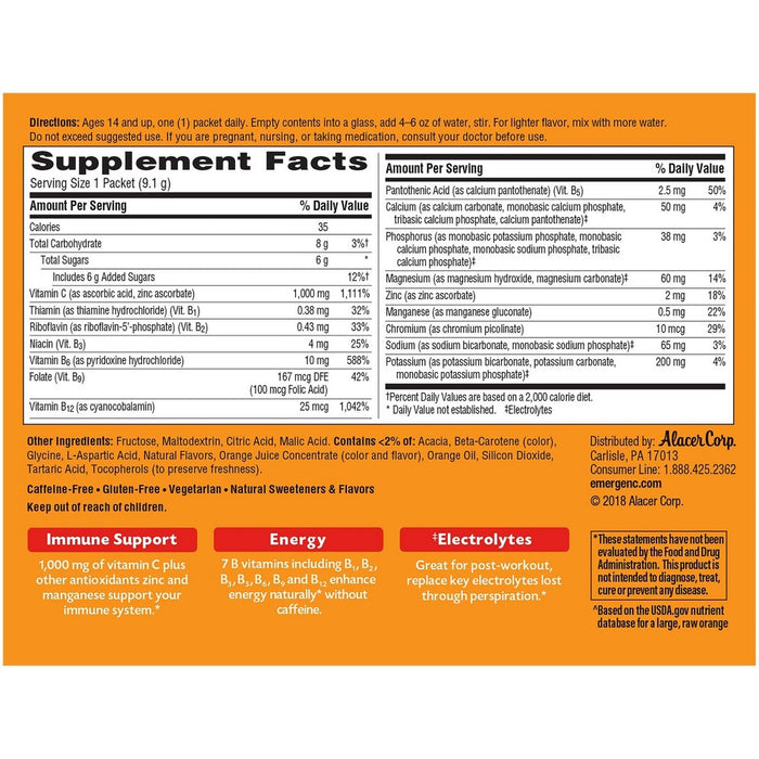 Emergen-C Vitamin C Drink Mix Packets - Super Orange - 30ct