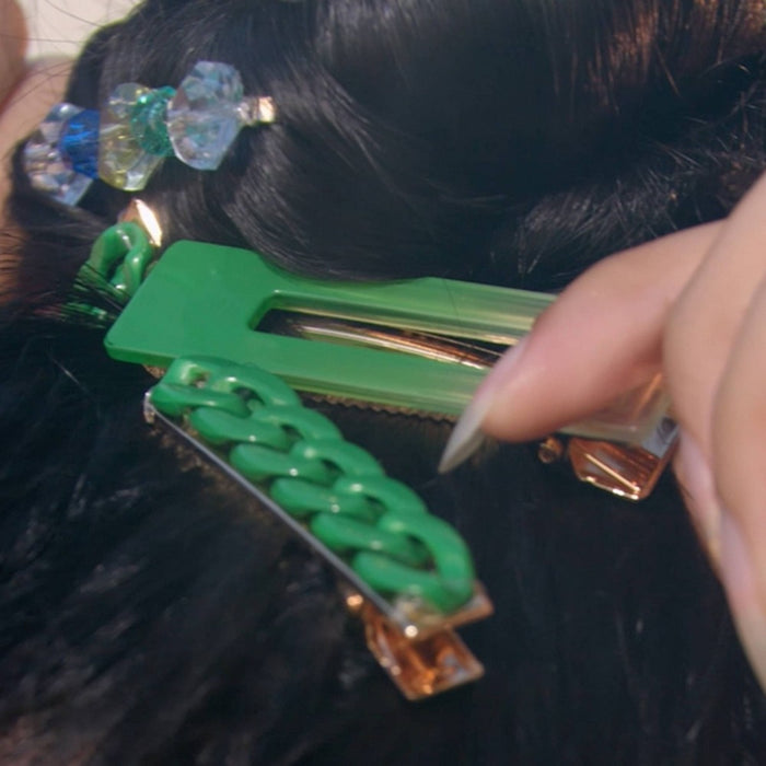 scunci be-u-tiful Rhinestone Embellished Bobby Pins & Fashion Clips - Green - 4pcs