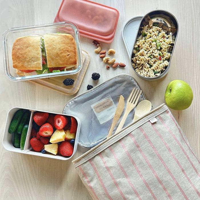 Nourish by SoYoung Lunch Bag - Rose Gold Pinstripe