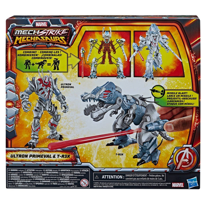 Marvel Mech Strike Mechasaurs Ultron Primeval and T-R3X Action Figure Set - 2pk