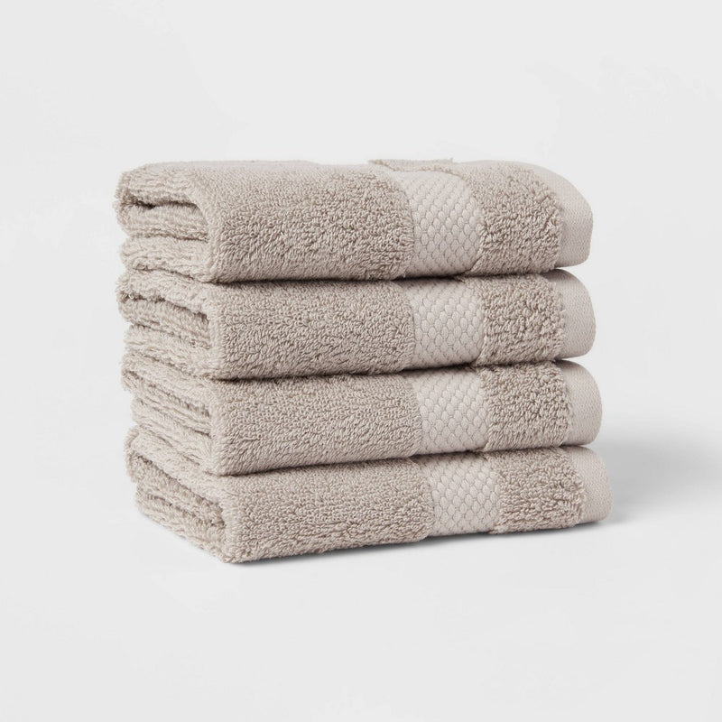 4pc Performance Plus Washcloths Light Gray - Threshold