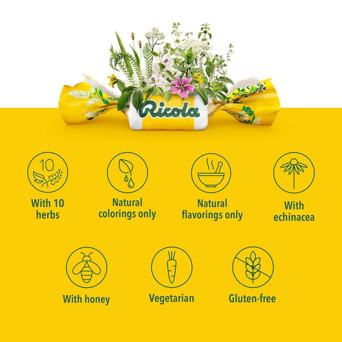 Ricola Throat Drops - Honey Lemon with Echinacea - 45ct
