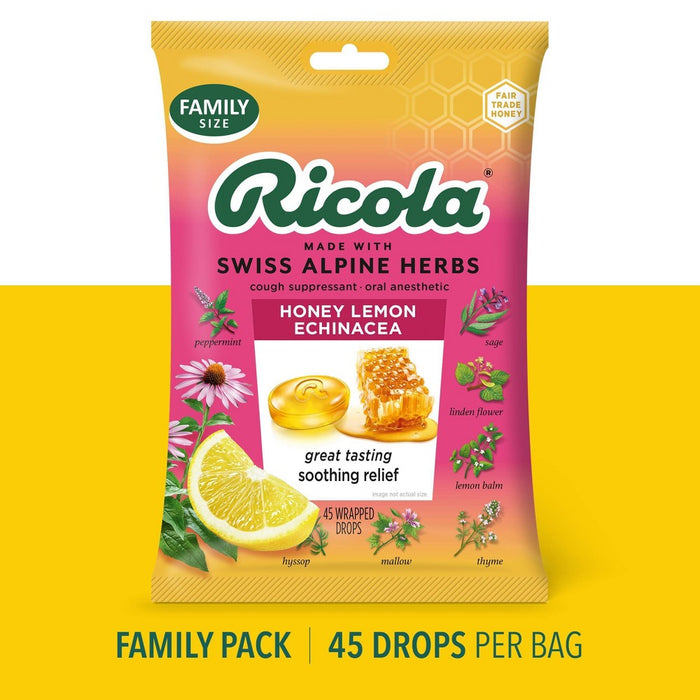 Ricola Throat Drops - Honey Lemon with Echinacea - 45ct