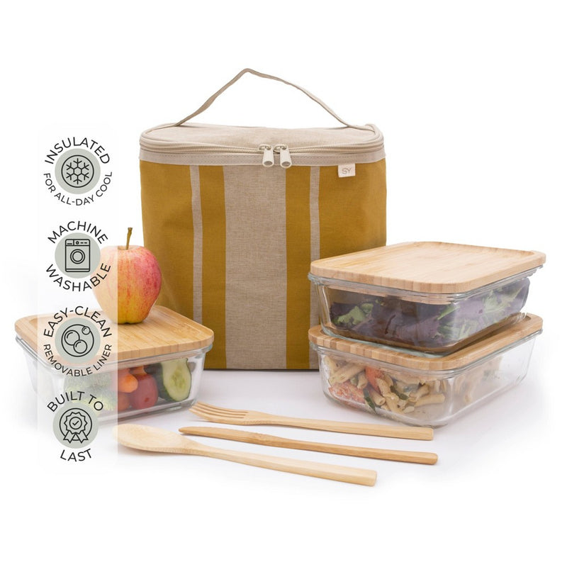 Nourish by SoYoung Lunch Bag - Mustard Stripes