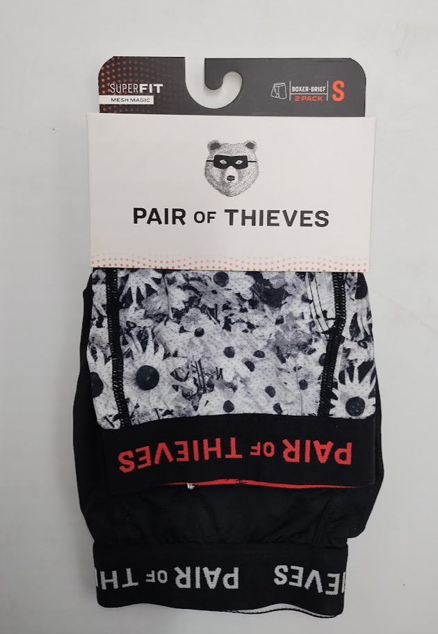Pair of Thieves Men's Floral Print Super Fit Boxer Briefs 2pk S