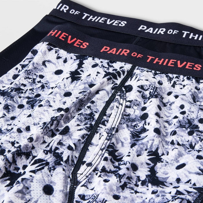 Pair of Thieves Men's Floral Print Super Fit Boxer Briefs 2pk - Black/White S