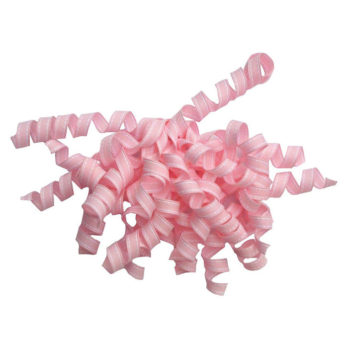 7" Light Pink Fabric with White Stitch Curly Gift Bow - Spritz