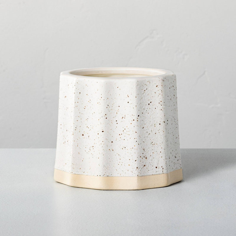 Wide Fluted Speckled Ceramic Willow Jar Candle Tonal Cream 11oz - Hearth & Hand with Magnolia
