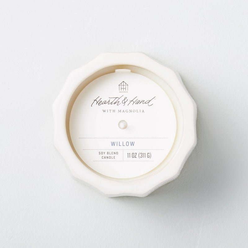 Wide Fluted Speckled Ceramic Willow Jar Candle Tonal Cream 11oz - Hearth & Hand with Magnolia