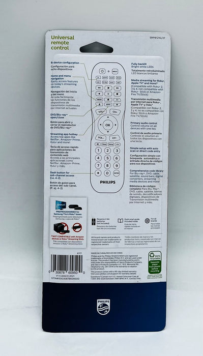 Philips 8-Device Backlit Universal Remote Control - Brushed Graphite