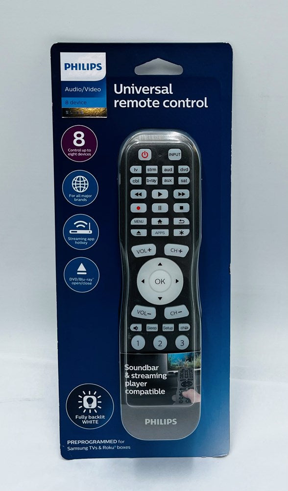 Philips 8-Device Backlit Universal Remote Control - Brushed Graphite