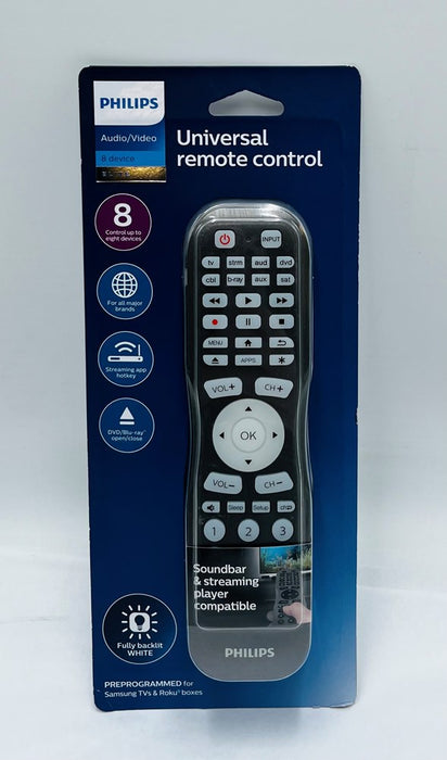 Philips 8-Device Backlit Universal Remote Control - Brushed Graphite