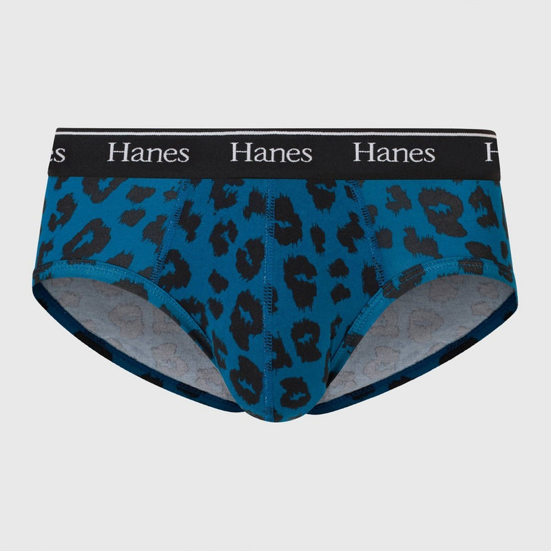 Hanes Originals Premium Men's Leopard Print Briefs - Blue S