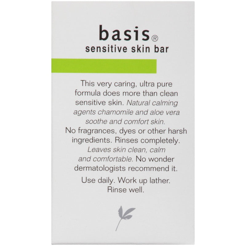 Basis Sensitive Skin Unscented Bar Soap - Alkaline PH - 4oz