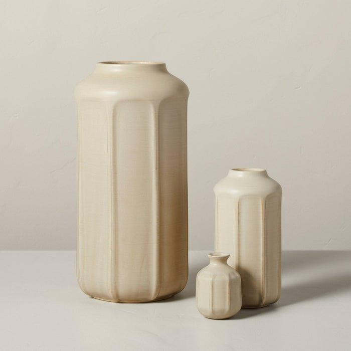 16" Faceted Ceramic Vase Taupe - Hearth & Hand with Magnolia