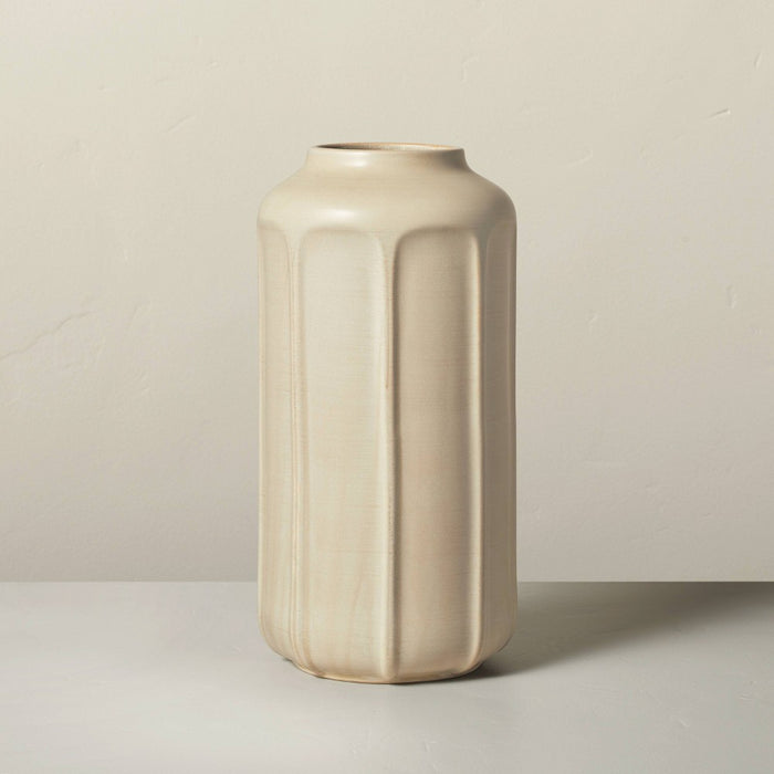 16" Faceted Ceramic Vase Taupe - Hearth & Hand with Magnolia