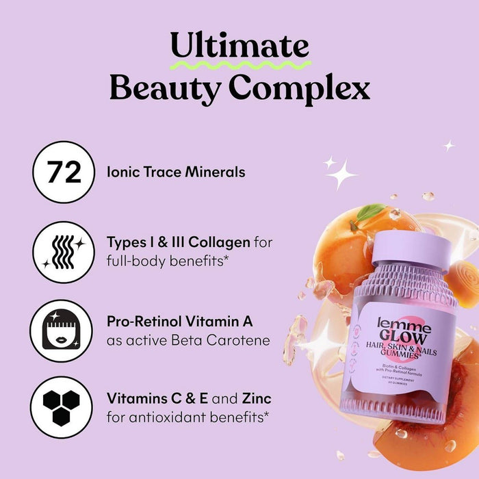 Lemme Glow Collagen Hair Skin & Nails Gummies - 60ct