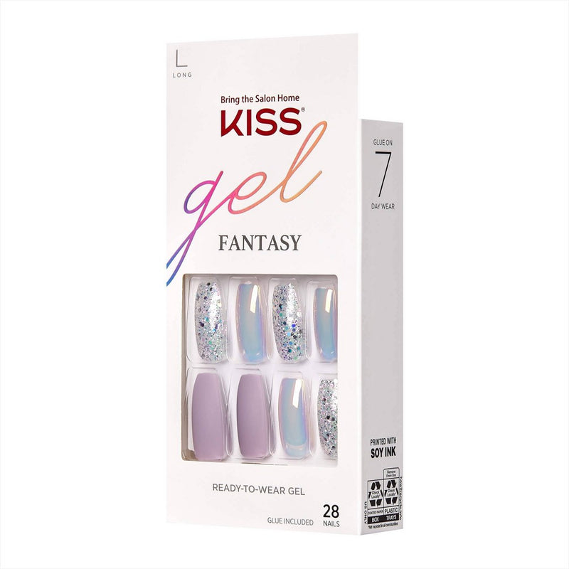 Kiss Nails Gel Fantasy Fake Nails - Rainbow Rings - 28ct