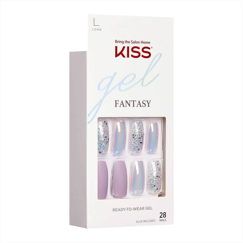 Kiss Nails Gel Fantasy Fake Nails - Rainbow Rings - 28ct