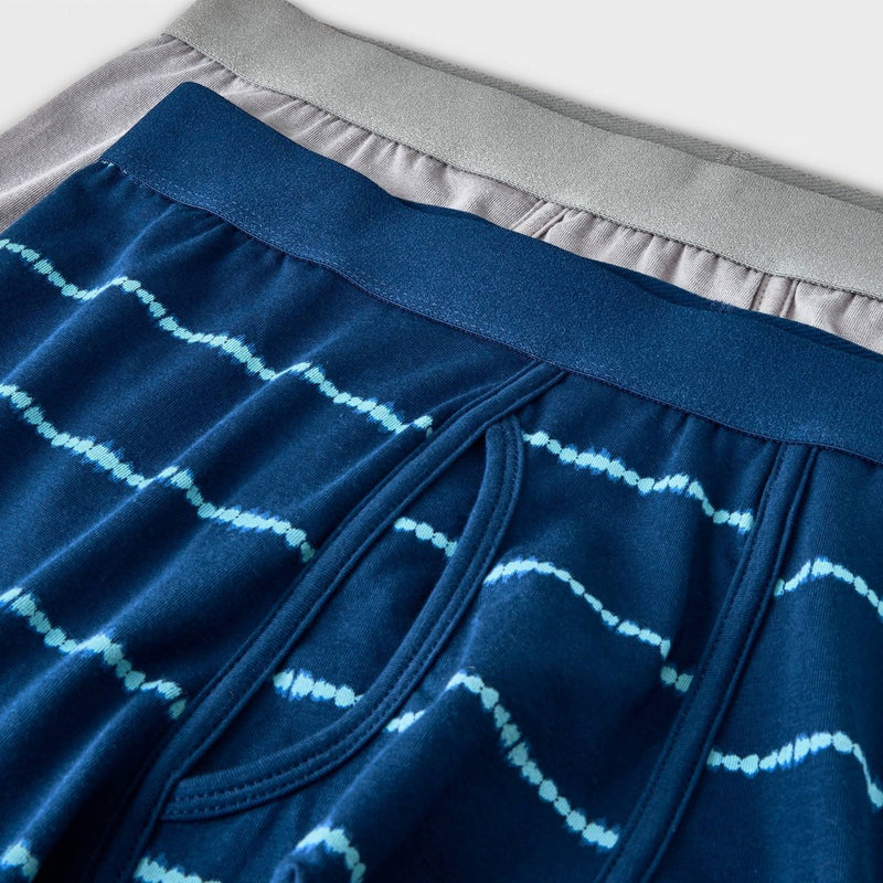 Men's Striped Boxer Briefs 2pk - Goodfellow & Co Blue/Gray S