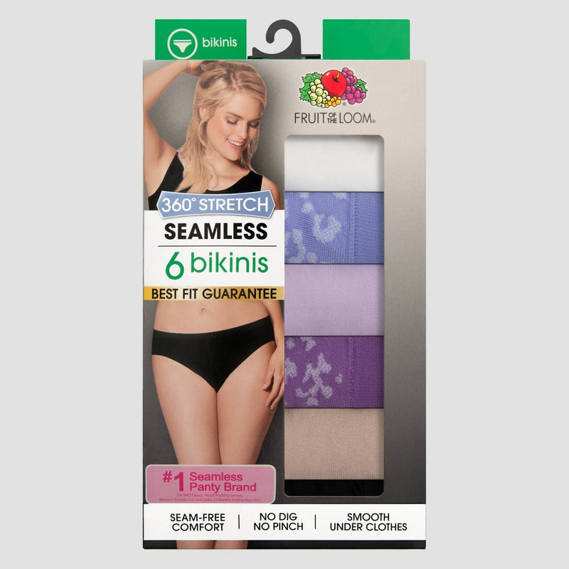 Fruit of the Loom Women's 6pk 360 Stretch Seamless Bikini Underwear - Colors may vary 8