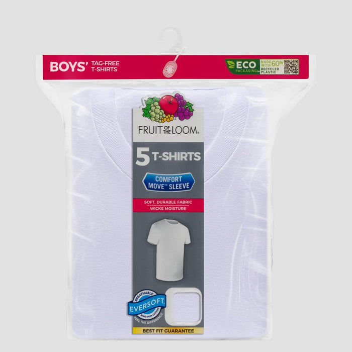 Fruit of the Loom Boys' 5pk Crew T-Shirt - White XS