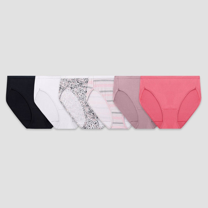 Fruit of the Loom Women's 6pk Hi-Cut Underwear - Black/White/Pink 7