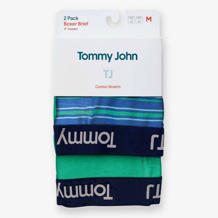 TJ | Tommy John Men's 4" Striped Boxer Briefs 2pk - Green/Blue S