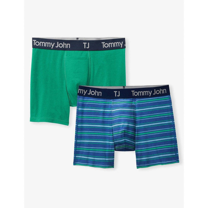 TJ | Tommy John Men's 4" Striped Boxer Briefs 2pk - Green/Blue S