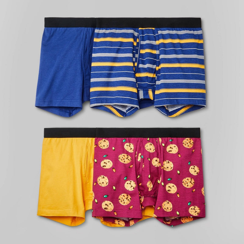 Men's Cookies/Solids Boxer Briefs 4pk - Original Use Purple/Blue S