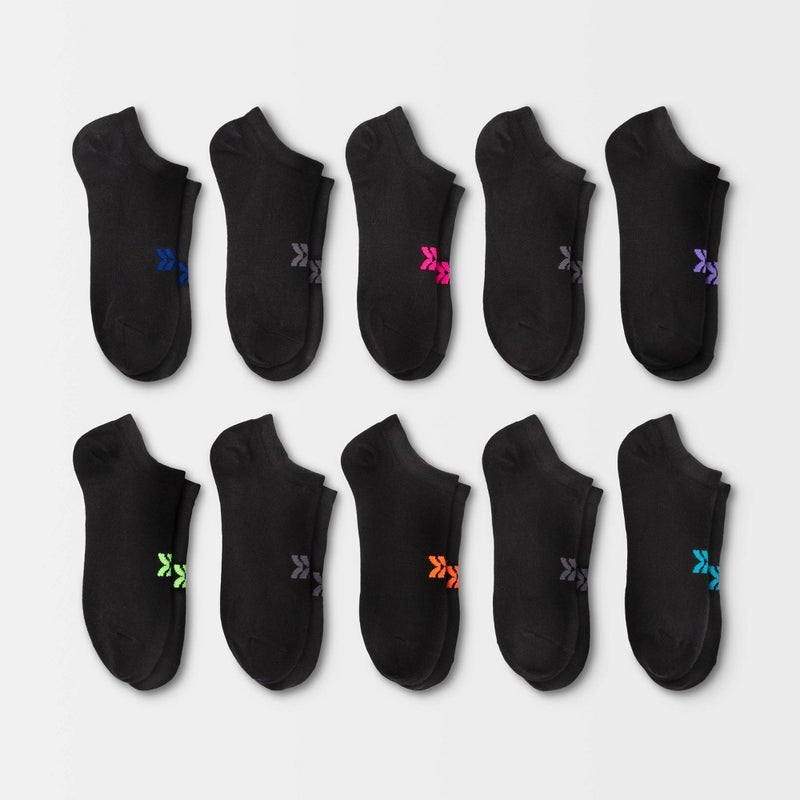 Women's Lightweight 10pk No Show Athletic Socks - All In Motion Black 4-10