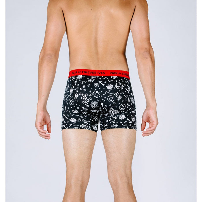 Pair of Thieves Men's Super Fit Boxer Briefs - Black/Red/Shapes S