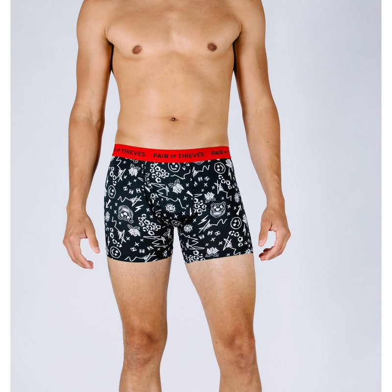 Pair of Thieves Men's Super Fit Boxer Briefs - Black/Red/Shapes S