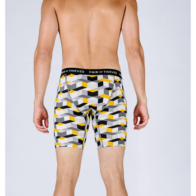 Pair of Thieves Men's Super Fit Long Boxer Briefs - Yellow/Ombre Design S