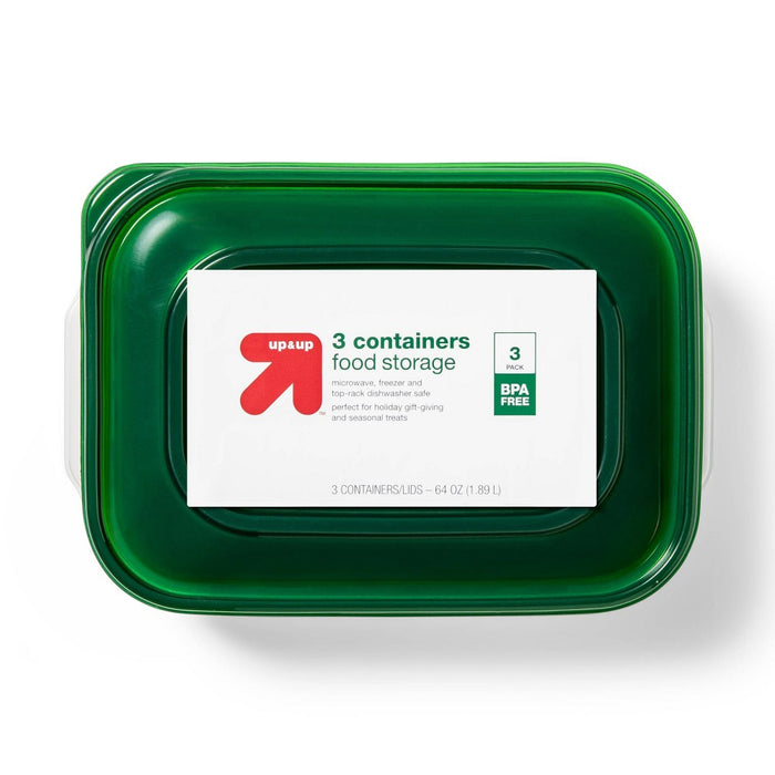 Holiday Large Rectangle Food Storage Container - 64oz/3ct - up & up