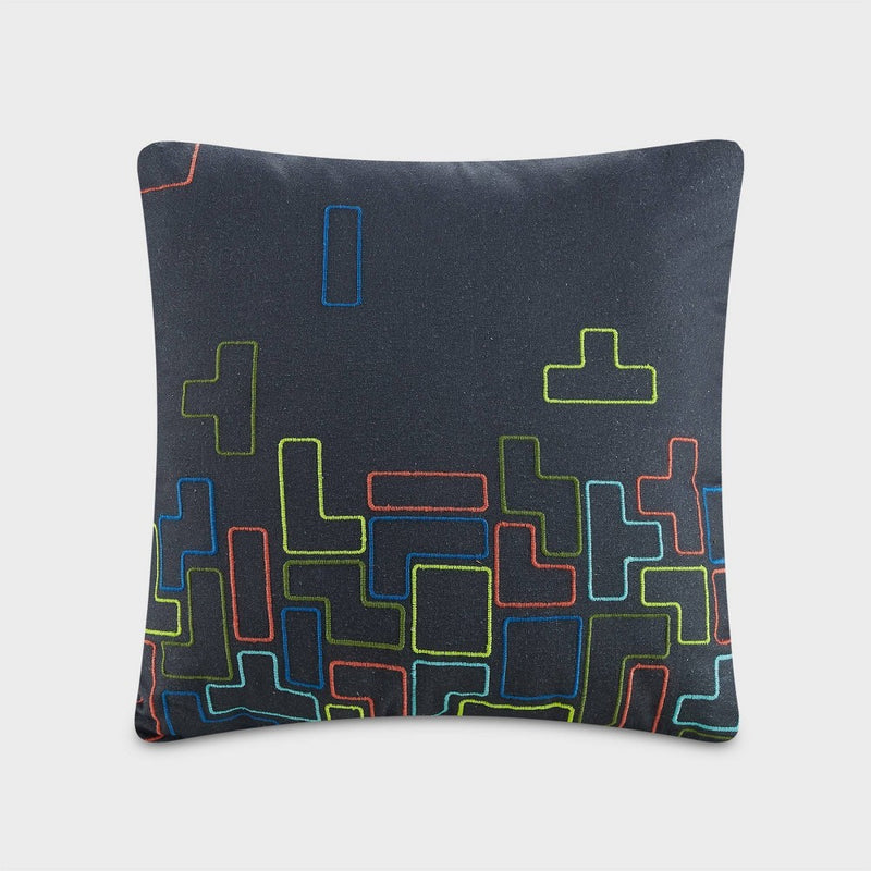 Teen Canvas Embroidered Throw Pillow Yellow/Gray/Blue - Makers Collective