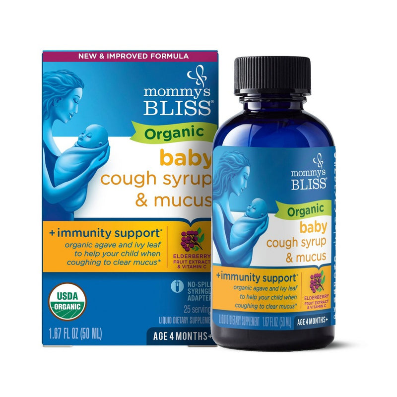 Mommy's Bliss Organic Baby Cough & Mucus Syrup Elderberry 1.67 fl oz EXP 01/2025