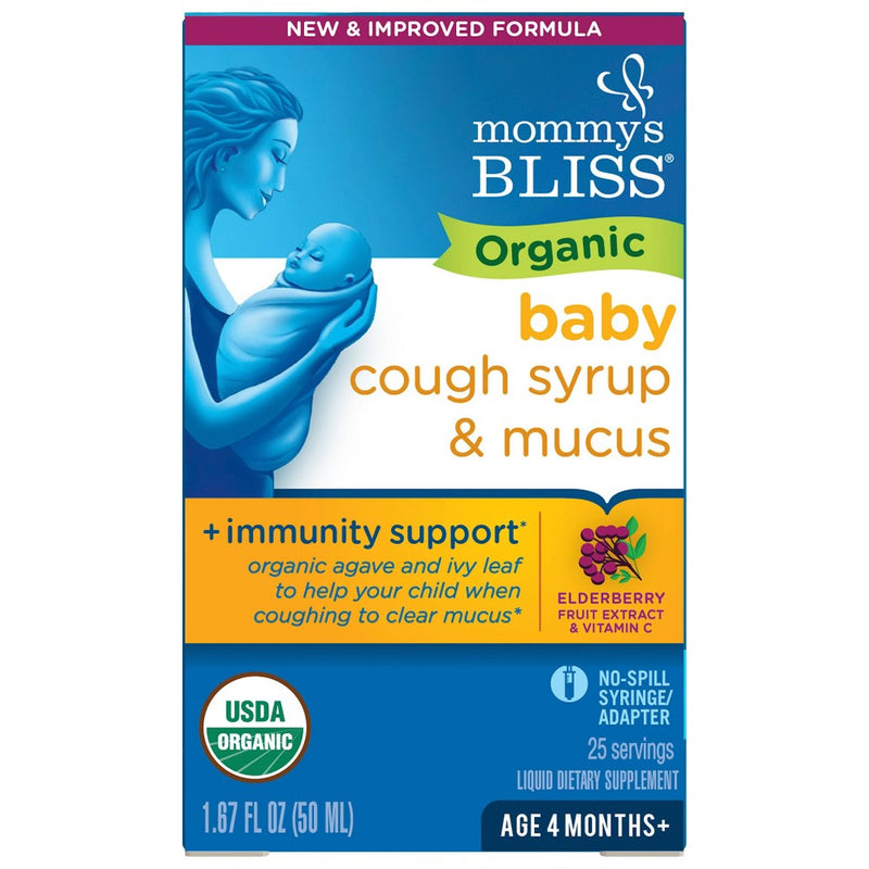 Mommy's Bliss Organic Baby Cough & Mucus Syrup Elderberry 1.67 fl oz EXP 01/2025