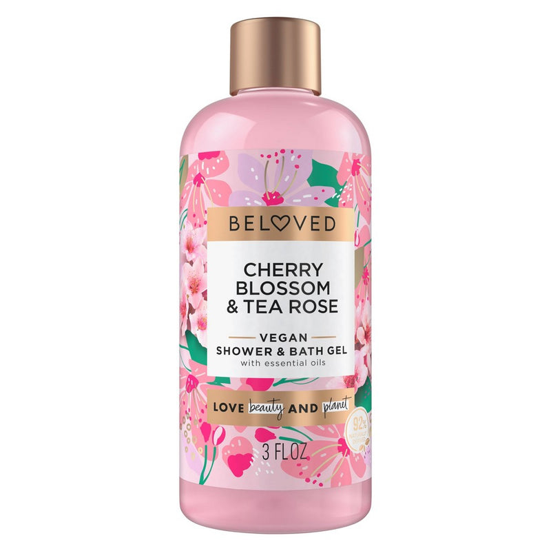 Beloved Mini Shower & Bath Gel - Floral Cherry Blossom & Tea Rose - Travel Size - 3 fl oz