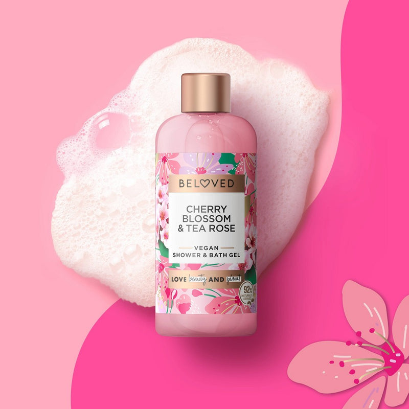 Beloved Mini Shower & Bath Gel - Floral Cherry Blossom & Tea Rose - Travel Size - 3 fl oz