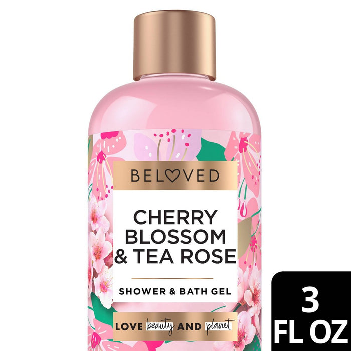 Beloved Mini Shower & Bath Gel - Floral Cherry Blossom & Tea Rose - Travel Size - 3 fl oz