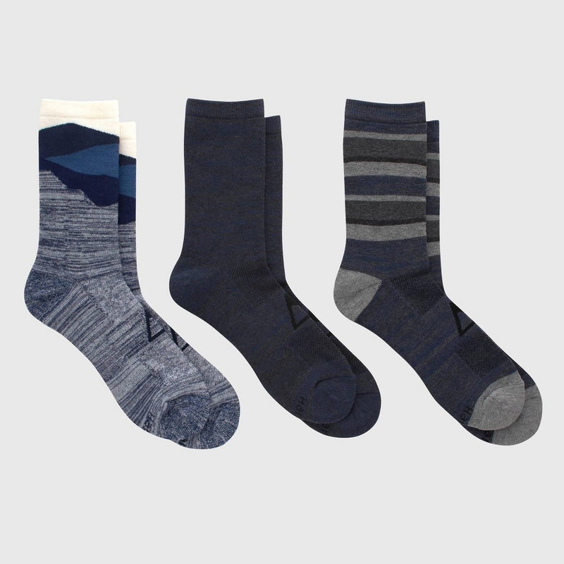 Hanes Premium Men's Explorer Full Cushion Crew Socks 3pk - Navy Blue 6-12
