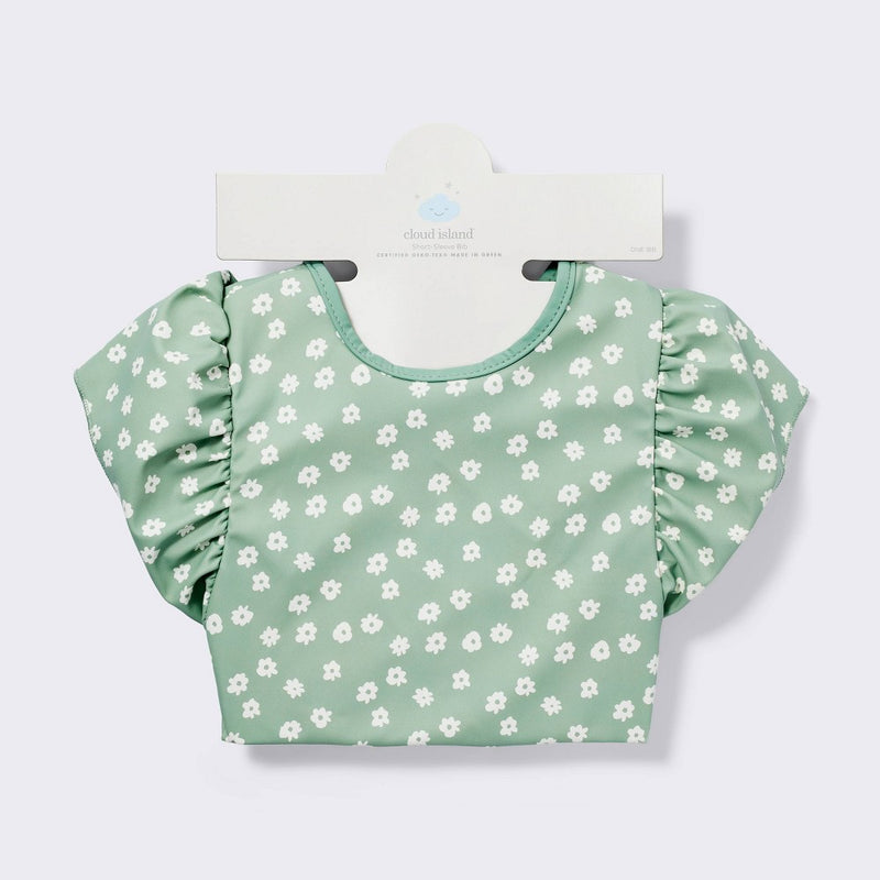 Short Sleeve Bib - Floral Ruffle - Cloud Island