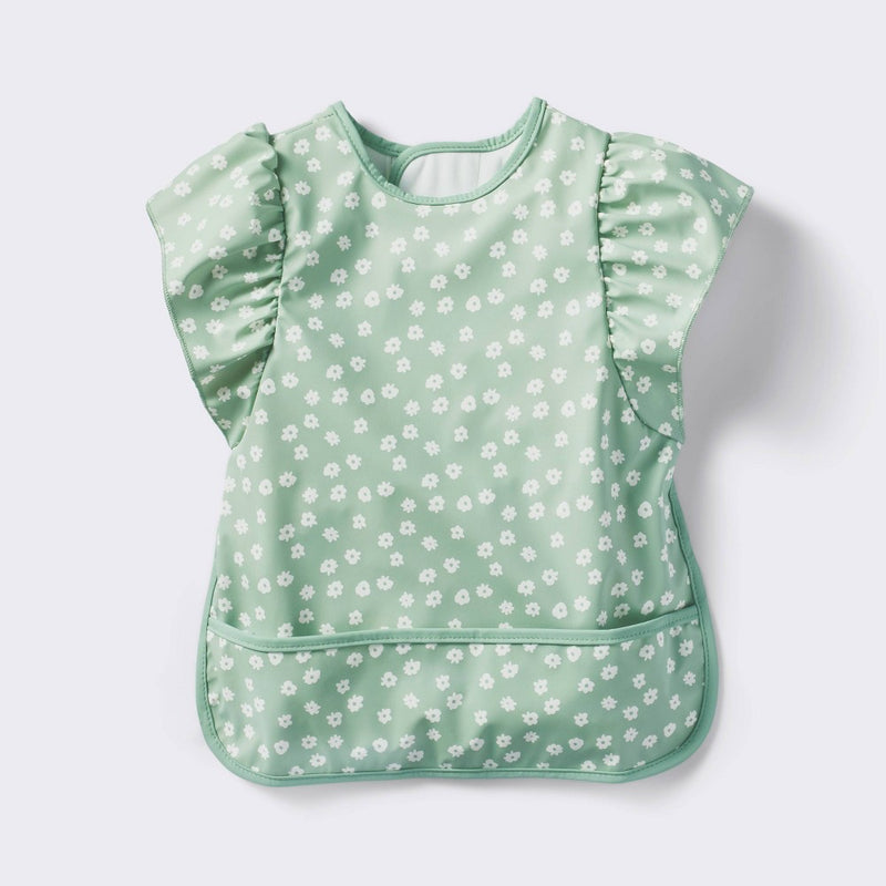 Short Sleeve Bib - Floral Ruffle - Cloud Island