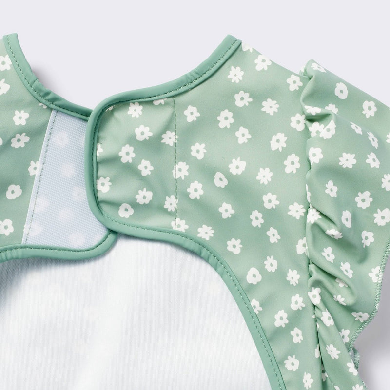 Short Sleeve Bib - Floral Ruffle - Cloud Island