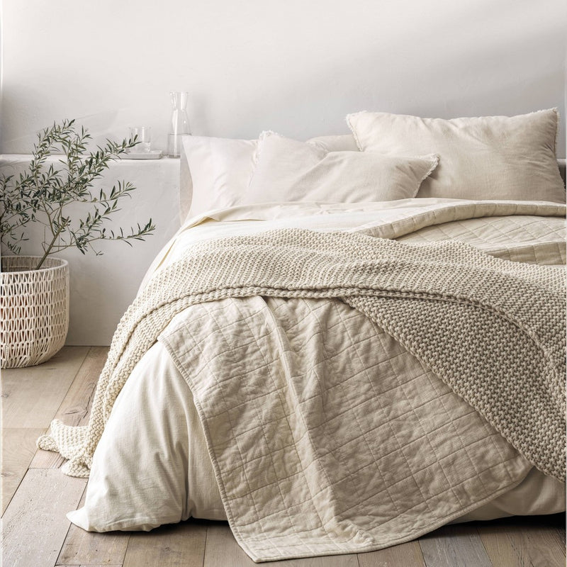 Full Washed Supima Percale Solid Sheet Set Natural - Casaluna