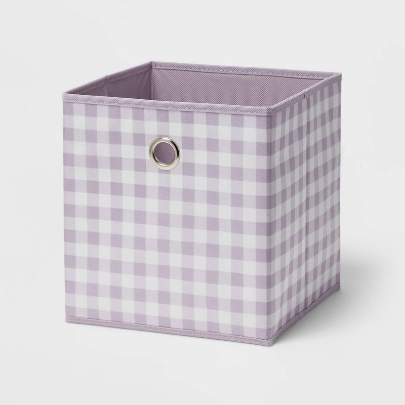 11" Fabric Cube Storage Bin Lavender Gingham - Room Essentials