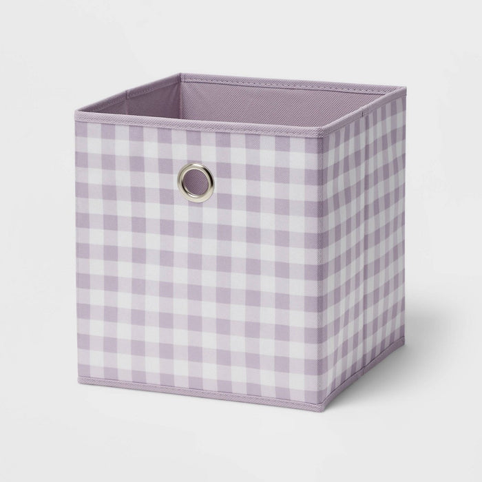11" Fabric Cube Storage Bin Lavender Gingham - Room Essentials