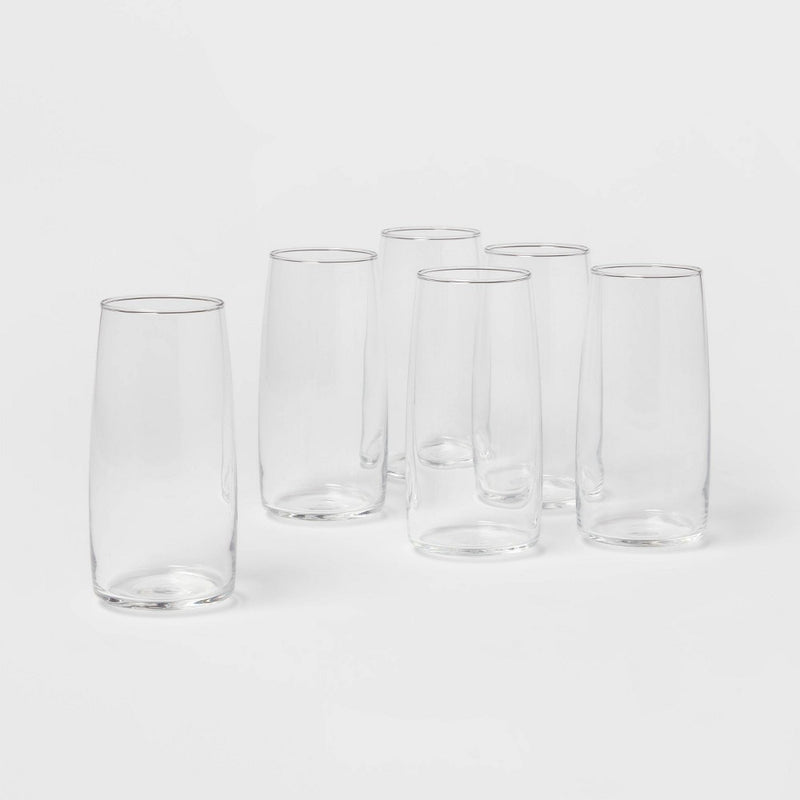 18oz 6pk Glass Cranston Cooler Glasses - Threshold