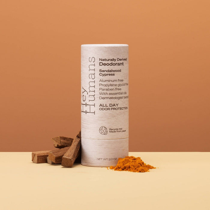 Hey Humans Sandalwood Cypress Aluminum Free Women + Men's Deodorant - Natural Ingredients, Shea Butter - 2oz